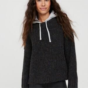 Aerie Offline Ribbed Sweater Hoodie NWT - Charcoal Gray XS